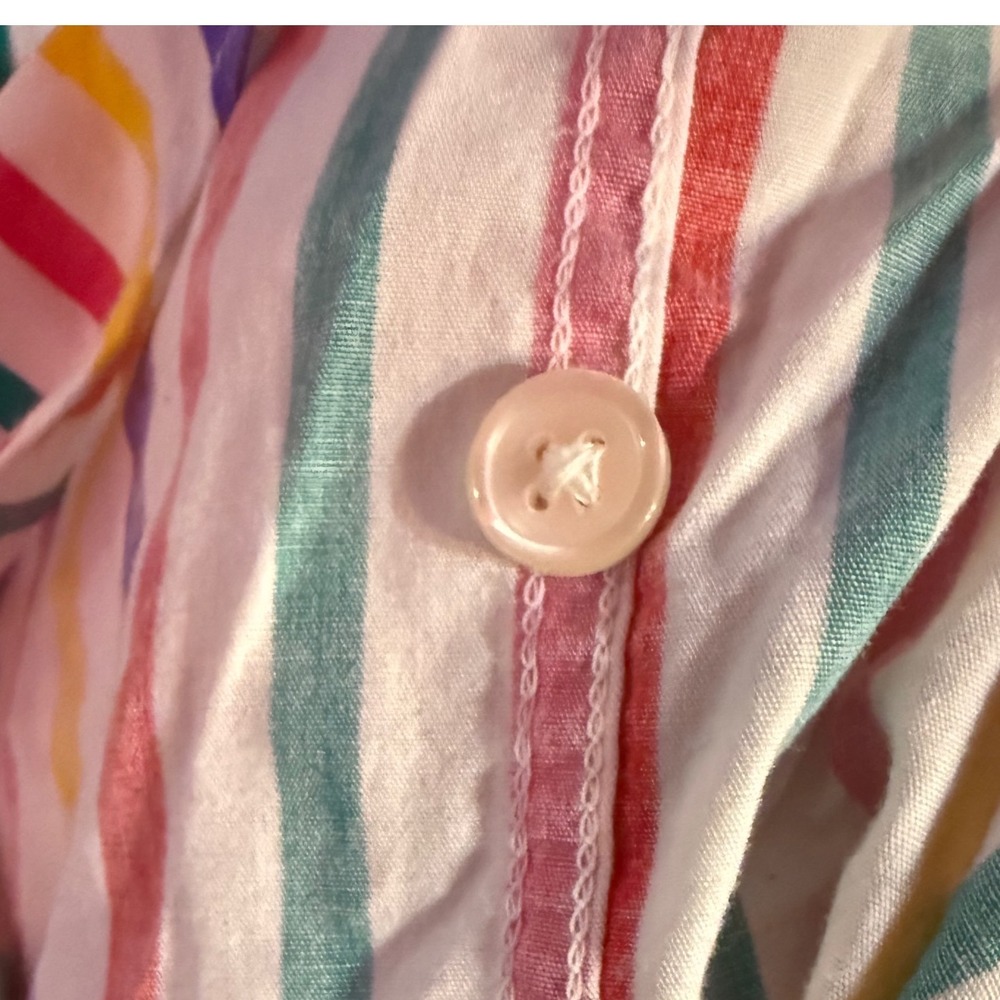 Vintage‎ Lee Women Large Rainbow Striped Button Down Shirt MultiColor Cotton - Picture 4 of 8
